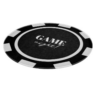 Planche À Découper Soirée de jeu Jetons de Poker noirs Fête