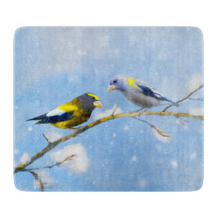 Planche À Découper Soirée Grosbeak Peinture - Cute Original Chien Art