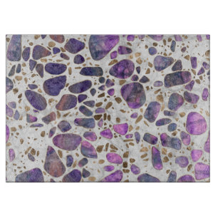 Planche À Découper Sol de mosaïque - labradorite et or sur le marbre