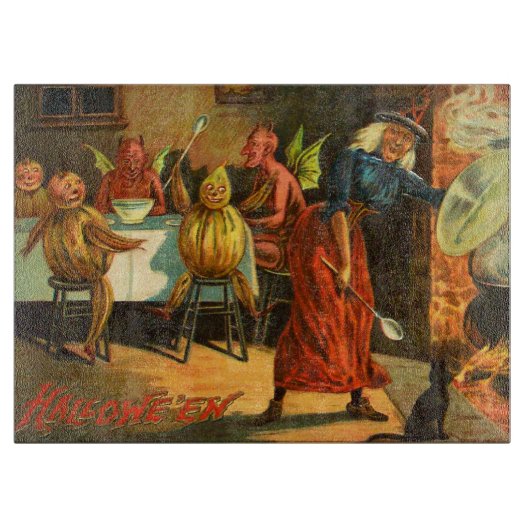 Planche À Découper Sorcière de Halloween de cuisine (Devant)