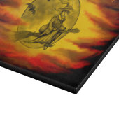 Planche À Découper Sorcière volante avec chat noir, nuit d'Halloween (Coin)