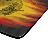 Planche À Découper Sorcière volante avec chat noir, nuit halloween (Coin)