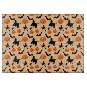 Planche À Découper Sorcières d'Halloween, citrouilles et chauves-sour