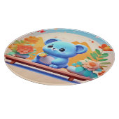 Planche À Découper Souris bleu mignonne avec fleurs (Coin)