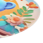 Planche À Découper Souris bleu mignonne avec fleurs (Coin)