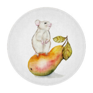 Planche À Découper Souris charmante sur une poire