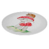 Planche À Découper Souris mignonne à la mouche aquarelle agarique (Coin)