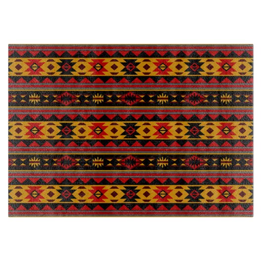 Planche À Découper Southwest Design Red Black Gold Tribal Motif (Devant)
