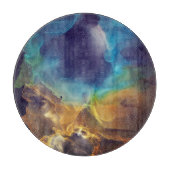 Planche À Découper Space Nebula bleu jaune Alcool art (Devant)