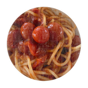 Planche À Découper Spaghetti et verre de tomate