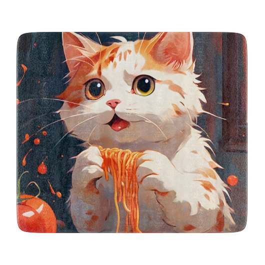 Planche À Découper Spaghetti mangeur de chat (Devant)