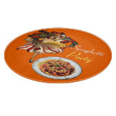 PLANCHE À DÉCOUPER SPAGHETTI PARTY DANCE, CUISINE ITALIENNE ET TOMATE (Coin)