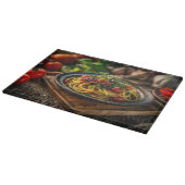 Planche À Découper Spaghetti Puttanesca avec tomates fraîches et oliv (Coin)
