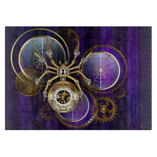 Planche À Découper Spider Steampunk sur Arrière - plan pourpre (Devant)