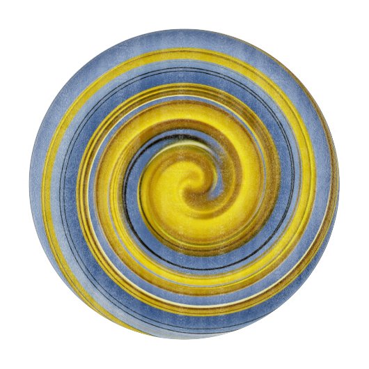 Planche À Découper spirale jaune et bleue (Devant)