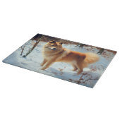 Planche À Découper Spitz Finlandais Laisser Neige Noël (Coin)
