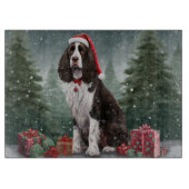 Planche À Découper Springer Spaniel Chien dans la neige Noël (Devant)