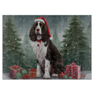 Planche À Découper Springer Spaniel Chien dans la neige Noël