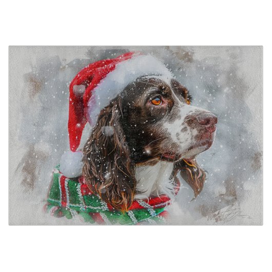 Planche À Découper Springer Spaniel Chien Fête de Noël (Devant)