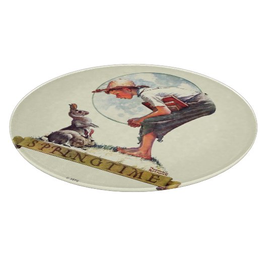 Planche À Découper Springtime, 1935 garçon avec lapin (Coin)
