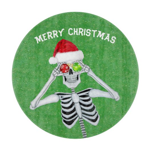 Planche À Découper Squelette de Noël Ornements brillants Or vert (Devant)