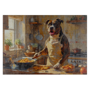 Planche À Découper Staffordshire Terrier Américain Cuisinant dans la