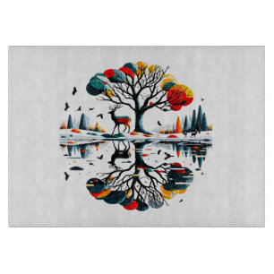 Planche À Découper Stag majestueux dans la forêt hivernale de neige