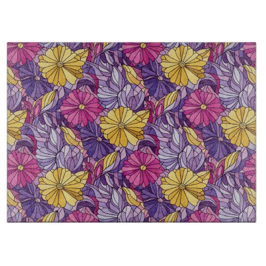 Planche À Découper Stained Glass Abstract Purple Yellow Pink (Devant)