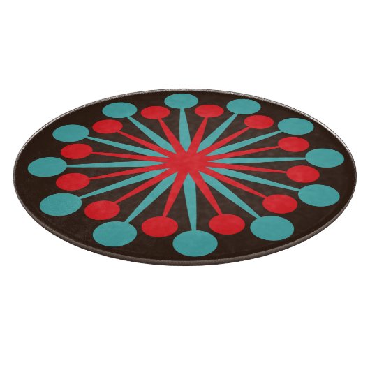 Planche À Découper Starburst Mid Century moderne rouge Turquoise (Coin)