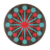 Planche À Découper Starburst Mid Century moderne rouge Turquoise (Devant)