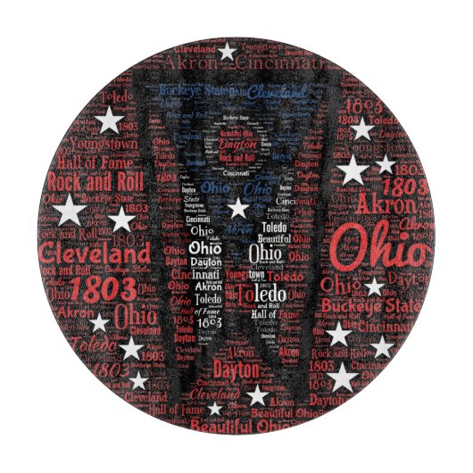 Planche À Découper State of Ohio Word Art Glass Cutting Board 12" (Devant)