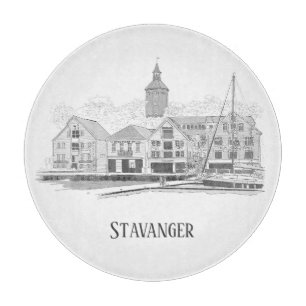 Planche À Découper Stavanger Norvège Dessin de rue pittoresque