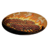 Planche À Découper Steaks grillés flammes BBQ (Coin)