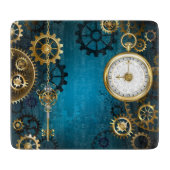 Planche À Découper Steampunk Arrière - plan turquoise avec Gears (Devant)