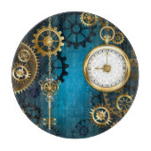 Planche À Découper Steampunk Arrière - plan turquoise avec Gears (Devant)