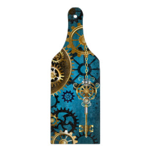 Planche À Découper Steampunk Arrière - plan turquoise avec Gears