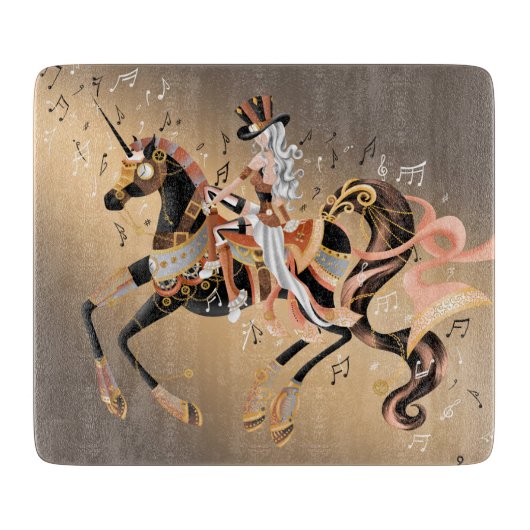 Planche À Découper Steampunk Horse & Lady 6x7 (Devant)