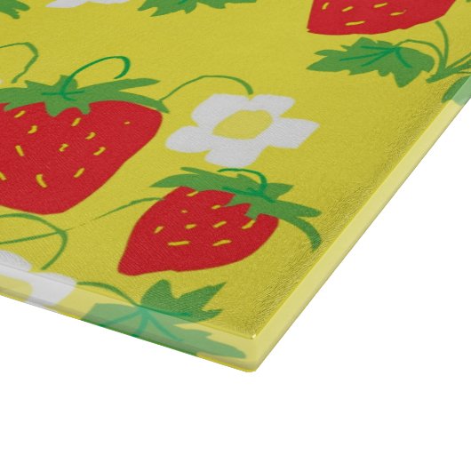 Planche À Découper Strawberry and Flower Yellow Pattern (Coin)