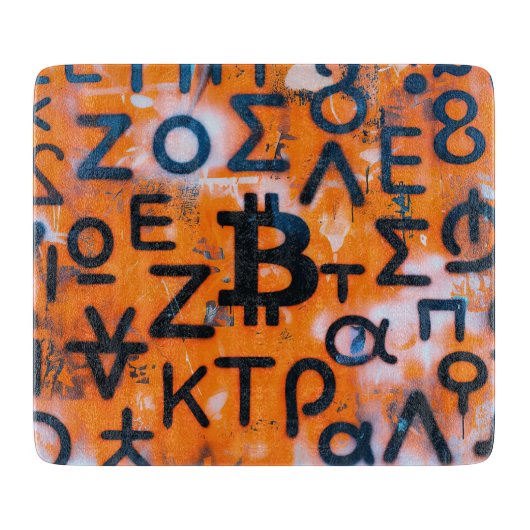 Planche À Découper Street Art "Bitcoin Graffiti" (Style #5) (Devant)
