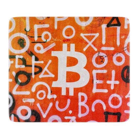 Planche À Découper Street Art "Bitcoin Graffiti" (Style #7) (Devant)