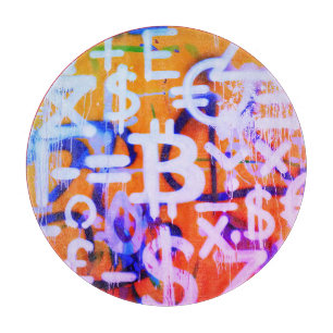 Planche À Découper Street Art Bitcoin (Peinture Orange No. 2)