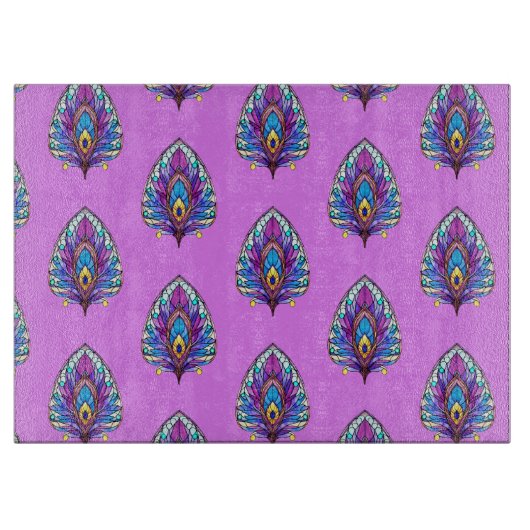 Planche À Découper Style Art Nouveau Vitrage Peacock Plumes (Devant)