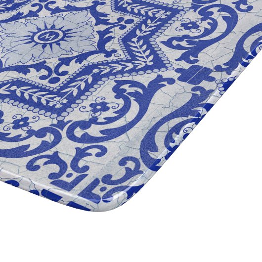 Planche À Découper Style azulejo en céramique craquée bleue Azulejo V (Coin)