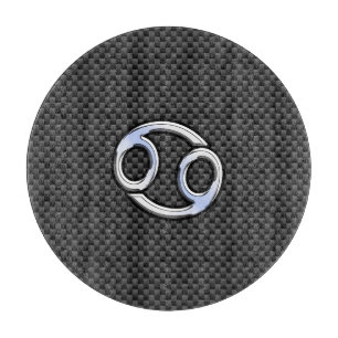 Planche À Découper Style Chrome Cancer Panneau Zodiaque Fibre de carb