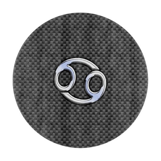 Planche À Découper Style Chrome Cancer Panneau Zodiaque Fibre de carb (Devant)
