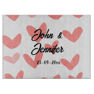 Planche À Découper style de texte minimal simple blanc mariage cœur r
