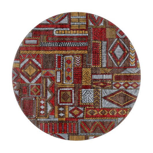 Planche À Découper Style Patchwork Impression ethnique brodée (Devant)