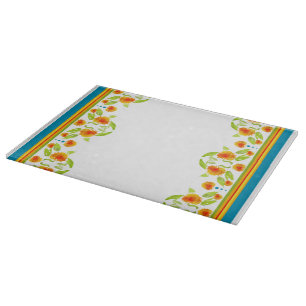 Planche À Découper Style Pays Marigolds Bordure Verre Coupe