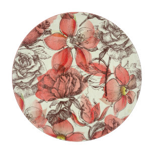 Planche À Découper Style rétro Roses rouges Motif