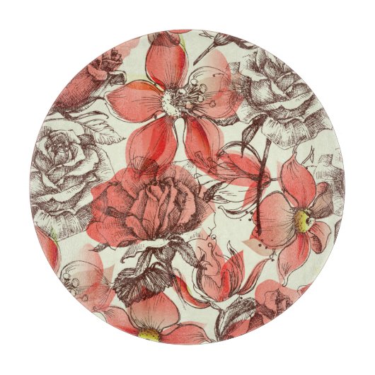 Planche À Découper Style rétro Roses rouges Motif (Devant)